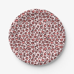 Roze leopard Animal Print Patroon Papieren Bordje