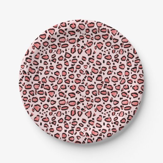 Roze leopard Animal Print Patroon Papieren Bordje (Voorkant)