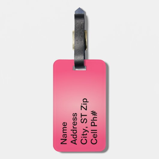 Roze leopard Animal Print | Personaliseren Bagagelabel (Achterkant verticaal)