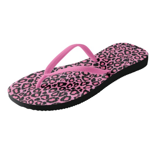 Roze leopard Animal Print Teenslippers (Schuin)