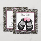 Roze Leopard Baby douche Uitnodigingen (Voorkant / Achterkant)