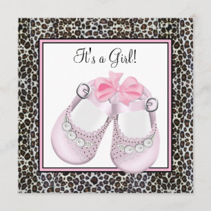 Roze Leopard Baby Shower Uitnodigingen