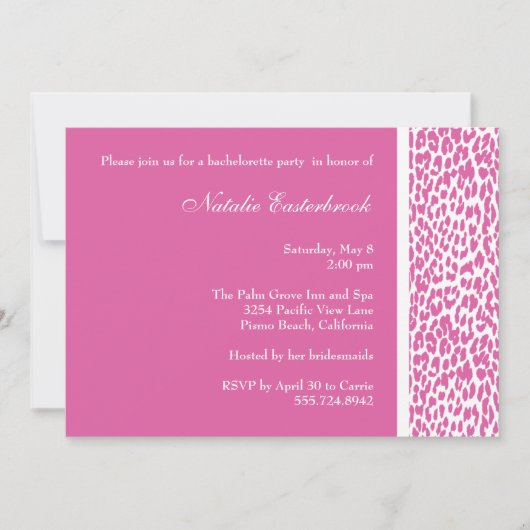 Roze Leopard Bachelorette Kaart (Voorkant)