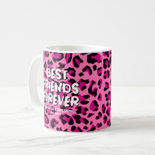 Roze leopard BFF Beste vrienden Koffiemok (Voorkant links)