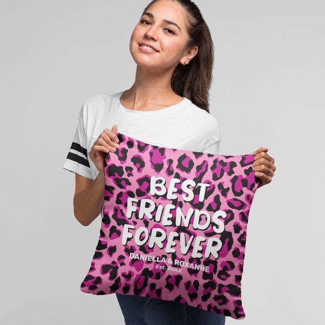 Roze leopard BFF Beste vrienden Kussen (Creator heeft geüpload)