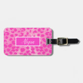 Roze Leopard Cheetah Dierenprint Gepersonaliseerd Bagagelabel (Voorkant horizontaal)