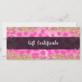 Roze leopard Cheetah Gold Glitter Gift Certificate (Voorkant)