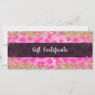 Roze leopard Cheetah Gold Glitter Gift Certificate