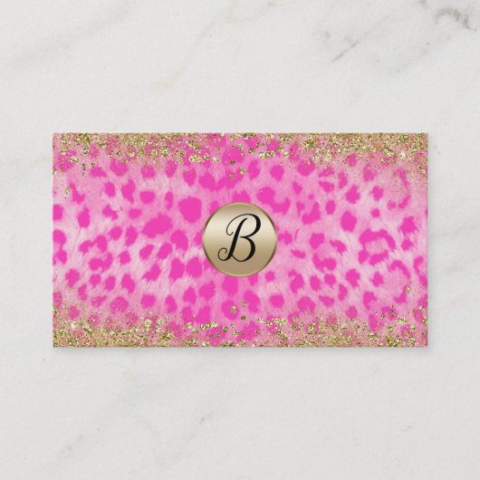 Roze Leopard Cheetah Gold Glitter Klantenbinding Klantenkaartje (Voorkant)