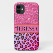 Roze leopard cheetah patroon roze glans Case-Mate iPhone case (Achterkant)