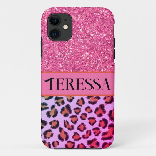 Roze leopard cheetah patroon roze glans Case-Mate iPhone case (Achterkant)