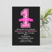 Roze Leopard Cheetah Print Een 1e Verjaardagsfeest Kaart (Staand voorkant)