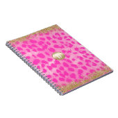 Roze leopard Cheetah print Gold Glitter Modern Notitieboek (Rechterzijde)