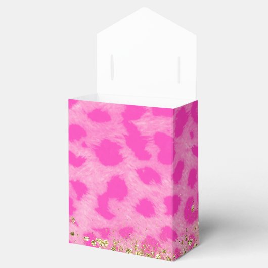 Roze leopard Cheetah print Gold Glitter Monogram Bedankdoosjes (Geopend)