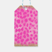 Roze leopard Cheetah print Gold Glitter Monogram Cadeaulabel (Achterkant)