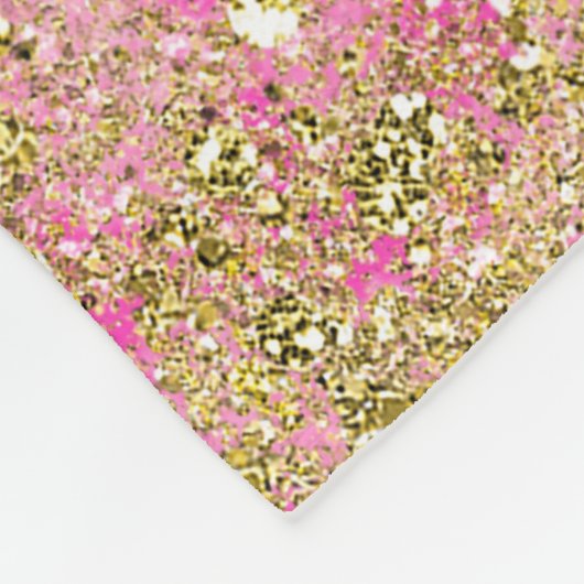 Roze leopard Cheetah print Gold Glitter Monogram Fleece Deken (Hoek)