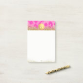 Roze leopard Cheetah print Gold Glitter Monogram Post-it® Notes (Op bureau)