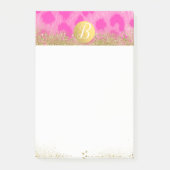 Roze leopard Cheetah print Gold Glitter Monogram Post-it® Notes (Voorkant)