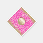 Roze leopard Cheetah print Gold Glitter Monogram Servet (Hoek)