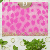 Roze leopard Cheetah print Gold Glitter Monogram Theedoek (Gevouwen)