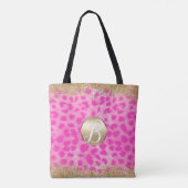 Roze leopard Cheetah print Gold Glitter Monogram Tote Bag (Achterkant)