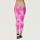 Roze leopard Cheetah print Gold Glitter Trendy Leggings (Achterkant)