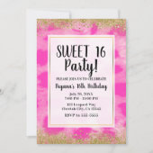 Roze Leopard Cheetah Print Gouden Glitter Party Kaart (Voorkant)