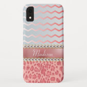  roze leopard Chevron Beauful Pearls Case-Mate iPhone Case (Achterkant)