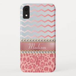  roze leopard Chevron Beauful Pearls Case-Mate iPhone Case