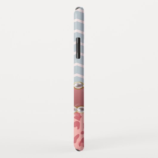  roze leopard Chevron Beauful Pearls Case-Mate iPhone Case (Achterkant/rechts)