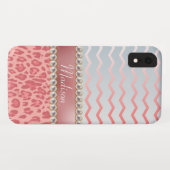  roze leopard Chevron Beauful Pearls Case-Mate iPhone Case (Achterkant (horizontaal))