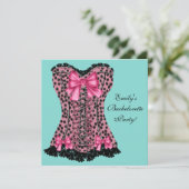 Roze Leopard Corset Blauwgroen Blauw Bachelorette  Kaart (Staand voorkant)