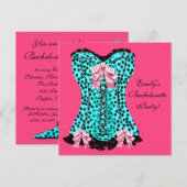 Roze Leopard Corset High Heels vrijgezellenfeest Kaart (Voorkant / Achterkant)