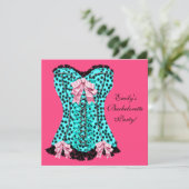 Roze Leopard Corset High Heels vrijgezellenfeest Kaart (Staand voorkant)