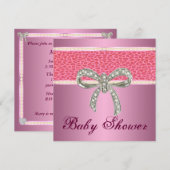 Roze Leopard Diamond Bow Baby shower Kaart (Voorkant / Achterkant)