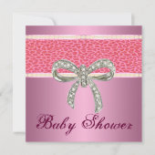 Roze Leopard Diamond Bow Baby shower Kaart (Voorkant)