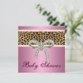 Roze Leopard Diamond Bow Baby shower Kaart (Staand voorkant)