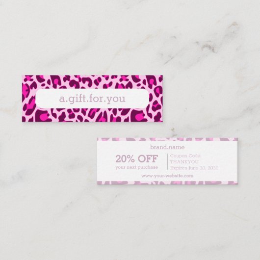 Roze Leopard Dierenprint Patroon Korting Gift Mini Visitekaartje (Voorkant / Achterkant)