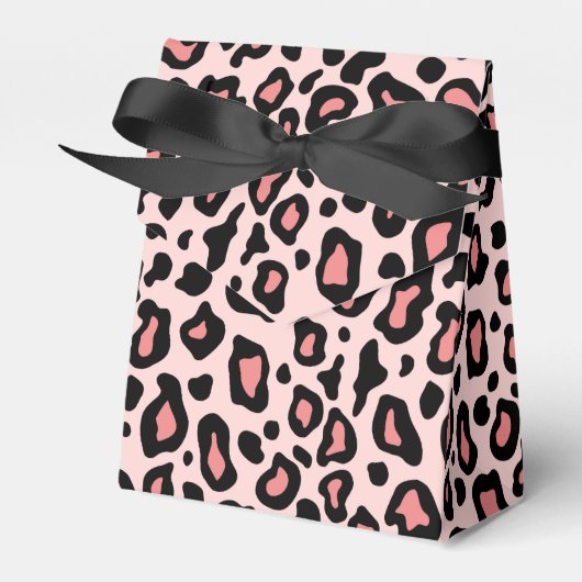 Roze Leopard Favor Box Bedankdoosjes (Voorkant Zijde)
