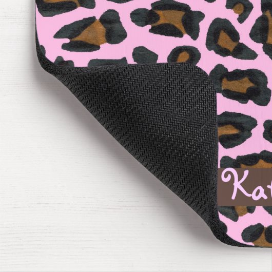 Roze leopard Fur Girly Mousepad Muismat (Hoek)