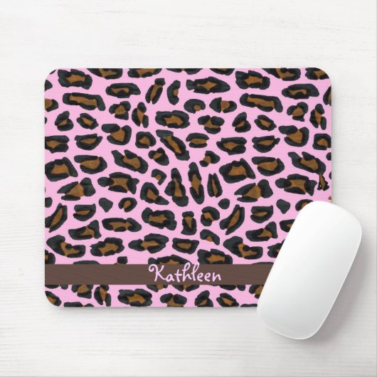 Roze leopard Fur Girly Mousepad Muismat (Met muis)