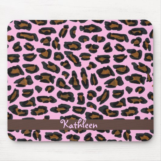 Roze leopard Fur Girly Mousepad Muismat (Voorkant)