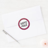 Roze Leopard Happy Mail Ronde Sticker (Envelop)