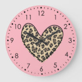 Roze leopard Heart Wall klok (Voorkant)