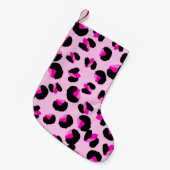 Roze Leopard Kerst Kous Kleine Kerstsok (Voorkant (Hangend))