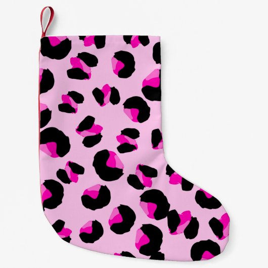Roze Leopard Kerst Kous Kleine Kerstsok (Voorkant)