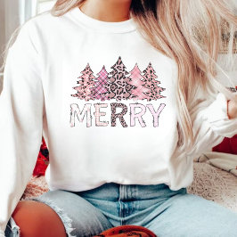 Roze Leopard Kerstmis Winter Gezellig Trui