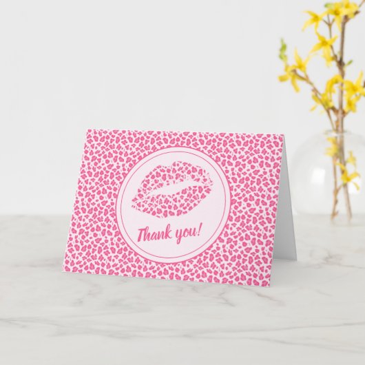 Roze Leopard Kiss - Dank je Kaart (Gele Bloem)