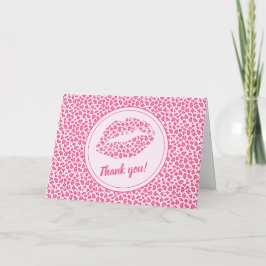Roze Leopard Kiss - Dank je Kaart (Voorkant)
