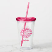 Roze Leopard Kiss - gepersonaliseerd Acryl Drinkbeker (Achterkant)